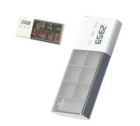 Pilulier intelligent 7 jours, hebdomadaire avec 5 alarmes, triple rappel (son, vibration, lumière), batterie rechargeable de 80 jours, distributeur de médicaments pop-up de qualité alimentaire