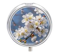 Pilulier japonais en forme de fleur de cerisier à 3 compartiments étanche avec miroir, récipient rond en métal, organiseur portable pour poche et sac à main de voyage