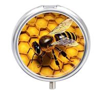 Pilulier jaune miel à 3 compartiments pour sac à main ou poche Mini pilulier en métal, récipient à médicaments quotidien rond pour contenir des vitamines, de l'huile de poisson