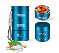 Pilulier Journalier Detachable, Boîte à Pilules Portable en Métal Aluminium, Sans BPA Impermeable Voyage Pillbox 3 Fois par Jour, Grande Capacité pour Vitamines, Suppléments et Médicaments