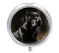 Pilulier labrador noir à 3 compartiments, petit pilulier quotidien, pilulier de voyage rond en métal pour sac à main