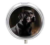 Pilulier Labrador noir pour poche ronde à 3 compartiments - Décoratif et portable - Pilulier de voyage - Organiseur de vitamines