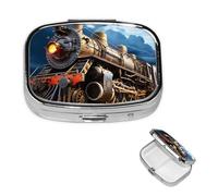 Pilulier locomotive à 2 compartiments - Petit pilulier pour sac à main ou poche de voyage - Pilulier portable - Organiseur de vitamines