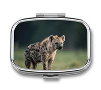 Pilulier Lone Hyena avec miroir, 2 compartiments, étanche, pour sac à main ou poche, antidérapant, organisateur de voyage pour compléments alimentaires (vitamines, huile de poisson, etc.).