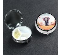 Pilulier Lucky Elephant à 3 compartiments rond portable pour poche ou sac à main, pilulier hebdomadaire, organiseur décoratif en métal pour médicaments, vitamines, cadeau de voyage