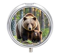 Pilulier Mama Bear - 3 compartiments - Portable - Rond - Pour poche, sac à main, médicaments quotidiens - Pour contenir des vitamines, de l'huile de poisson - Cadeau de voyage