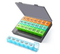 Pilulier Mensuel 28 Jours, 1 Jours 1 Fois, Pilulier Semainier Grande Capacité, Boîte à Medicament Semaine, Pilulier Hebdomadaire Portable pour Vitamines, Suppléments et Médicaments (Coloré)