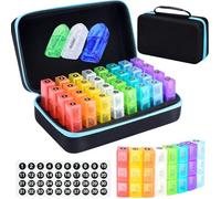 Pilulier mensuel 3 fois par jour, 40 compartiments, organiseur de médicaments portable avec sac de transport, coupe-pilule et étiquettes pour femmes et hommes, voyage