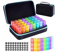 Pilulier mensuel 3 fois par jour, pilulier de voyage portable AM PM boîte à dosset avec 32 compartiments quotidiens 1 mois pilulier organisateur pour médicaments, vitamines, huile de poisson