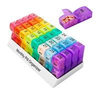 Pilulier mensuel, pilulier de 31 jours, 2 fois par jour, pilulier d'un mois, matin, soir, pilulier de voyage de 4 semaines, pilulier portable mensuel pour suppléments d'huile de poisson