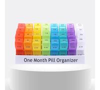 Pilulier Mensuel 31 Jours, 20.5x10.3x7cm Organisateur De Médicaments Pour Un Mois, Pilulier Organisateur, Distributeur De Pilule Avce 32 Amovible Compartiments, Piluliers Médicaments En Plastique
