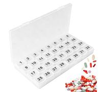 Pilulier mensuel clair avec 32 compartiments amovibles | prise de médicaments fiable, distributeur de pilules portable, parfait pour les personnes âgées, les professionnels