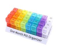 Pilulier mensuel coloré - Pilulier Plasti - Boîte de rangement pour pilules | Boîte de rangement pour compléments médicaux, boîte de rangement pour médicaments de 31 jours matin/après-midi, petit