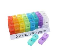 Pilulier mensuel matin/après-midi, organisateur de médicaments 31 jours matin/après-midi, quotidien, étui à pilules amovible avec 32 compartiments pour chaque jour, boîte de rangement de pilules
