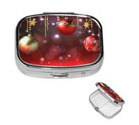 Pilulier Merry Christmas à 2 compartiments, petite boîte à pilules pour sac à main et poche, pilulier en métal avec miroir, pilulier quotidien de voyage, support portable pour médicaments et