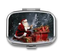 Pilulier « Merry Christmas » du Père Noël - Joli pilulier - Organisateur de pilules pour médicaments - Pilulier quotidien - Petit pilulier pour poche de sac à main
