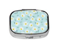 Pilulier meta à 2 compartiments avec marguerites florales délicates bleues et blanches, organiseur portable, boîte à pilules rectangulaire Meta portable 807 compartiments
