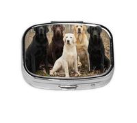 Pilulier méta à 2 compartiments pour chiens labrador retrievers noir, doré, blanc, marron