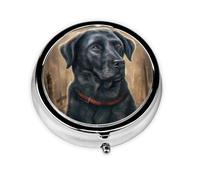 Pilulier Meta à 3 compartiments, organiseur portable, motif Labrador noir