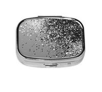 Pilulier métallique gris argenté scintillant à 2 compartiments, organiseur portable