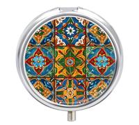 Pilulier mexicain en céramique à 3 compartiments, portable, rond, anti-fuite, léger, compact pour le quotidien, pour vitamines, suppléments et médicaments