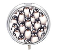 Pilulier mignon bébé pingouins à esquisses, 3 compartiments, petit pilulier étanche de voyage pour poche ou sac à main, mini pilulier portable pour médicaments, vitamines
