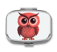 Pilulier mignon en forme de chouette rouge - Organisateur de pilules pour médicaments - Pilulier quotidien - Petite boîte à pilules pour sac à main