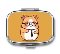 Pilulier mignon en forme de hamster portant des lunettes - Petit pilulier pour sac à main