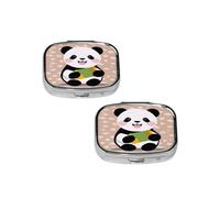 Pilulier mignon panda à 2 compartiments - Pilulier de voyage - Petit pilulier portable en métal - Cadeau parfait pour toute personne dans le besoin