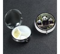 Pilulier mignon panda avec miroir 3 compartiments décoratifs pour sac à main ou poche Petit pilulier rond en métal pour médicaments comprimés vitamines Cadeau de voyage