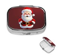 Pilulier mignon Père Noël 2 compartiments Petit pilulier pour sac à main ou poche Pilulier de voyage Pilulier portable Organisateur de vitamines