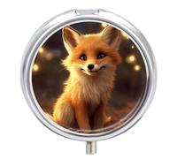 Pilulier mignon renard 3 compartiments quotidiens petit pilulier rond en métal pour sac à main