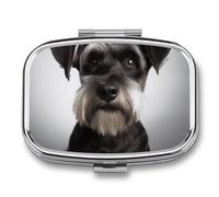 Pilulier mignon schnauzer avec 2 compartiments, pilulier carré portable, pilulier de vitamines pour poche, sac à main et voyage