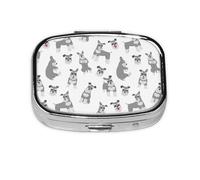 Pilulier miniature Schnauzer sans couture, 2 compartiments, organiseur portable