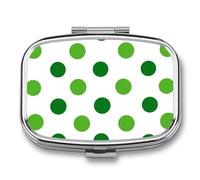 Pilulier minimaliste à 2 compartiments avec motif à pois verts sur fond blanc