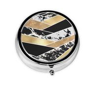 Pilulier moderne à 3 compartiments, motif géométrique, motif marbre, paillettes dorées, noires et blanches, organiseur portable