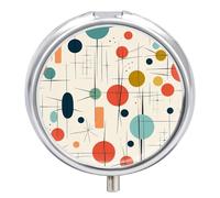 Pilulier moderne du milieu du siècle à 3 compartiments pour sac à main ou poche, mini pilulier en métal, récipient à médicaments quotidien rond pour contenir des vitamines, de l'huile de poisson