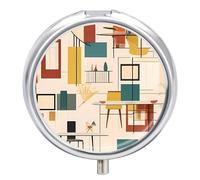 Pilulier moderne du milieu du siècle - Rond - Portable - Étanche - Pour poche et sac à main - Pratique au quotidien