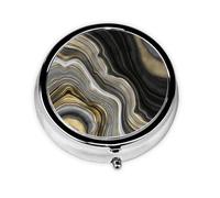 Pilulier moderne en agate noire et dorée, 3 compartiments, organiseur portable