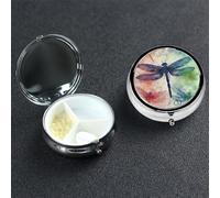 Pilulier moderne en forme de libellule à 3 compartiments rond portable pour poche ou sac à main, pilulier hebdomadaire, organiseur décoratif en métal pour médicaments, vitamines, cadeau de voyage