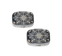 Pilulier moderne imprimé floral à 2 compartiments - Pilulier de voyage - Petit pilulier portable en métal - Cadeau parfait pour toute personne dans le besoin