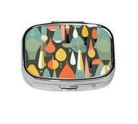 Pilulier moderne rétro du milieu du siècle avec impression en forme de goutte, 2 grands compartiments pour résister à l'humidité, boîte à pilules portable pour voyage