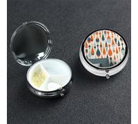 Pilulier moderne rétro du milieu du siècle avec miroir 3 compartiments décoratifs pour sac à main ou poche, petit pilulier rond en métal hebdomadaire pour médicaments, comprimés et vitamines, cadeau
