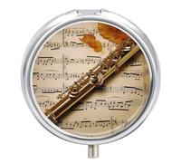 Pilulier musical en forme de flûte - 3 compartiments - Organisateur de médicaments de voyage - 3 x par jour - Organiseur portable pour vitamines avec miroir - Petit pilulier pour sac à main et poche