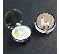 Pilulier No Drama Lama à 3 compartiments pour sac à main ou poche Petit organisateur de médicaments avec miroir Boîte à pilules de voyage décorative en métal Cadeau unique