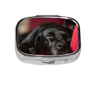 Pilulier noir labrador retriever animaux Bokeh Black Dogs, Meta pilulier 2 compartiments Organiseur portable