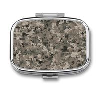 Pilulier numérique camouflage militaire, 2 compartiments carrés, portable pour poche ou sac à main, pilulier pour contenir des vitamines, des médicaments, de l'huile de poisson, etc