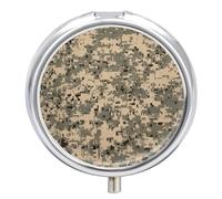 Pilulier numérique camouflage militaire 3 compartiments - Pilulier de voyage portable avec miroir rond - Cadeau unique
