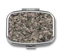 Pilulier numérique camouflage militaire à 2 compartiments - Portable - Pilulier de voyage carré - Pilulier quotidien avec poche de rangement pour vitamines - Organiseur de médicaments pour le bureau