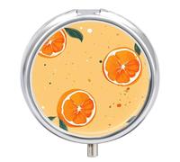 Pilulier orange de style dessin animé 3 compartiments étanche avec miroir rond récipient en métal organisateur de boîte à médicaments portable étui à vitamines pour poche et sac à main voyage